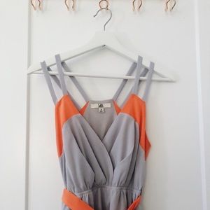 Gray and coral dress